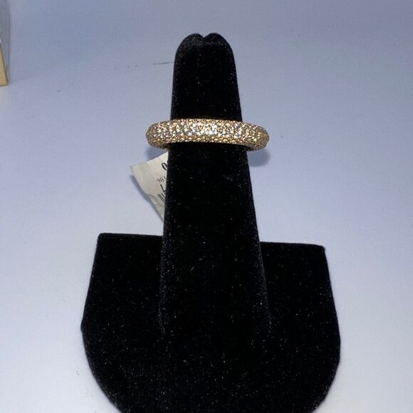Luv AJ Cubic Zirconia Pave Amalfi Ring In Gold-Tone Size 7 New - Picture 4 of 7